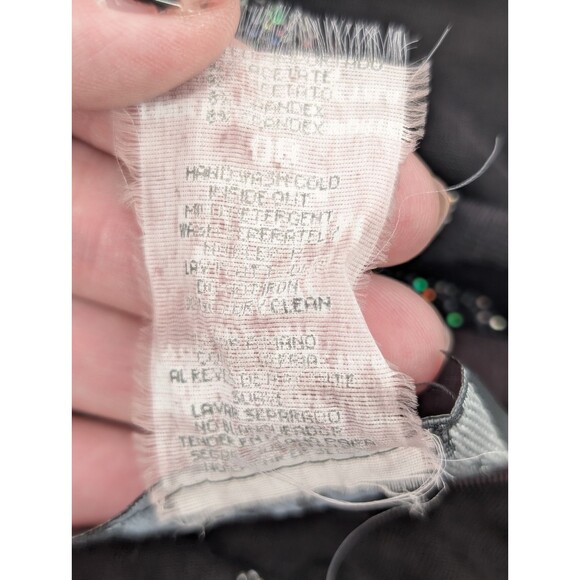 Molly Malloy Evening Vintage 90s Black Rhinestone Roses Midi Dress Size Large - Picture 8 of 12